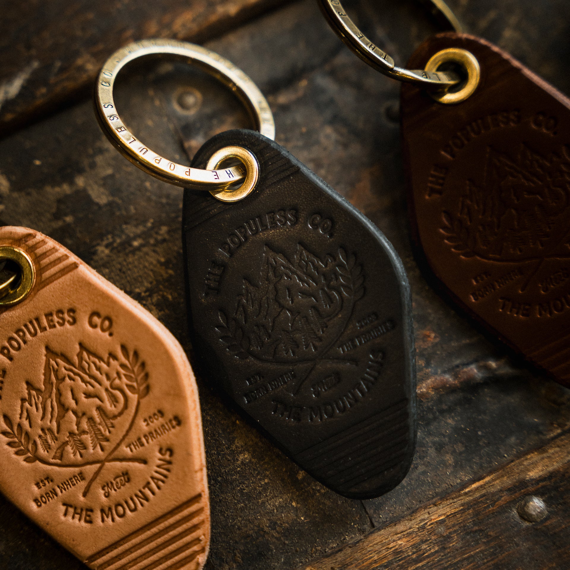 Leather Motel Keychain - Mountains - The Populess Company