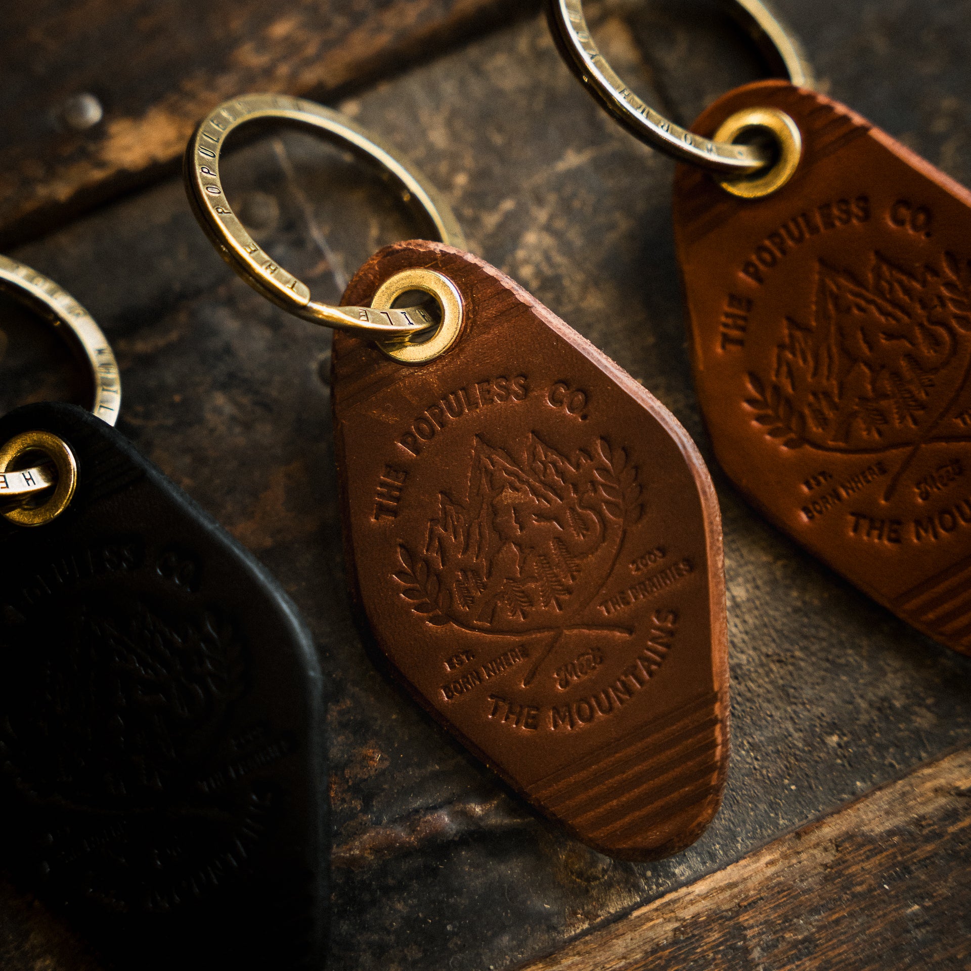 Leather Motel Keychain - Mountains - The Populess Company