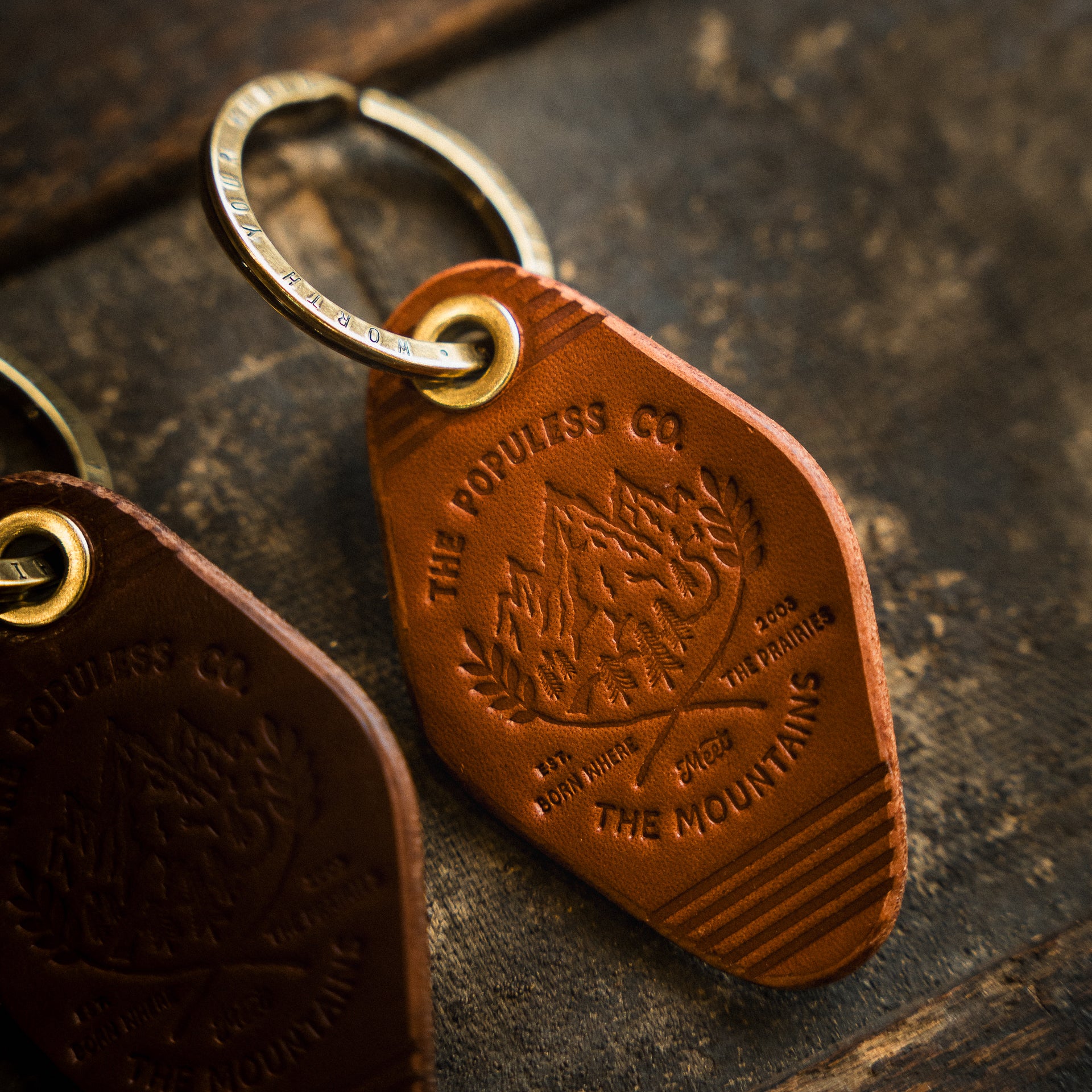 Leather Motel Keychain - Mountains - The Populess Company