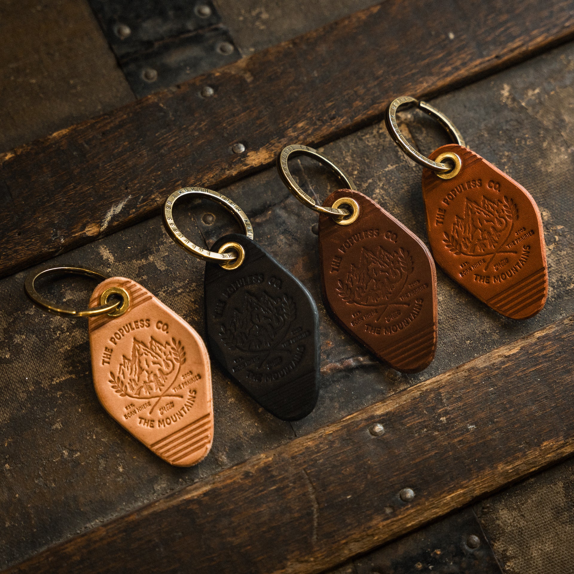 Leather Motel Keychain - Mountains - The Populess Company