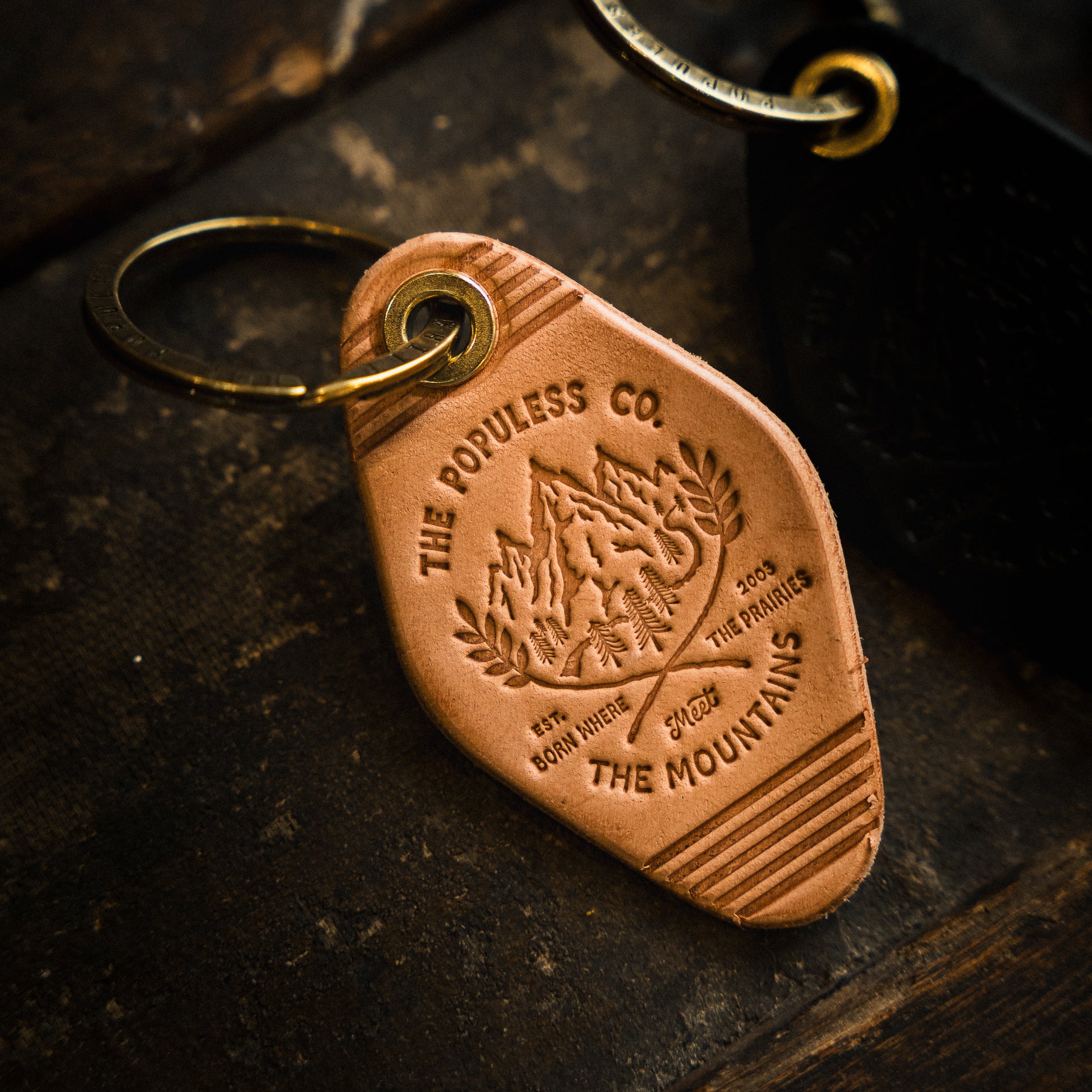 Leather Motel Keychain - Mountains - The Populess Company