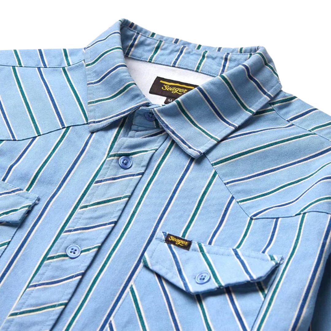 Seager - Amarillo L/S Shirt - Steel Blue Stripe